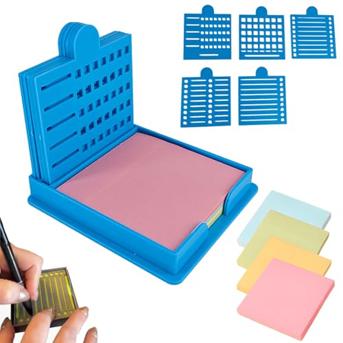 2025 New Sticky Note Stencil, Sticky Note Holder with Five Templates, Suitable for 3x3 Inch Sticky Notes, Perfect for to-Do Lists, Home, Office, Reusable Sticky Notes Dispenser (Blue 5 Templates) - color: Blue 5 Templates