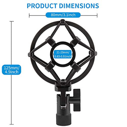 Microphone Shock Mount for 21mm-23mm Small Diameter Size Instrument Condenser Mic or Shotgun Mic like Rode NTG-1 NTG-2