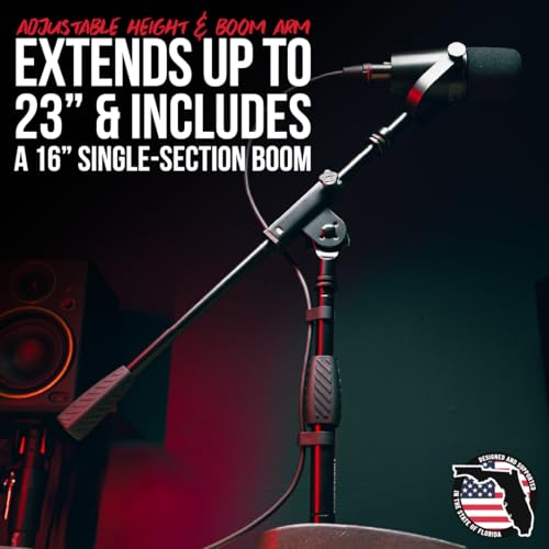 Gator Frameworks Short Weighted Base Desktop Microphone Stand with Boom arm, and Adjustable Height, Base Dimensions - 4.5" X 8" (GFW-MIC-0821) - style: Weighted Base