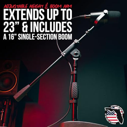 Gator Frameworks Short Weighted Base Desktop Microphone Stand with Boom arm, and Adjustable Height, Base Dimensions - 4.5" X 8" (GFW-MIC-0821) - style: Weighted Base
