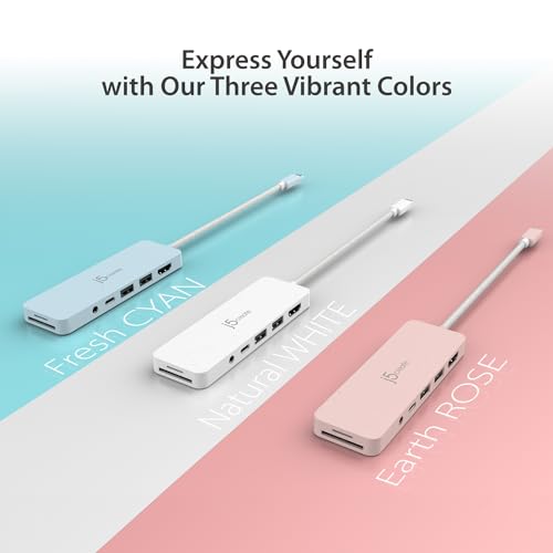 j5create USB-C Multi-Port Hub with Power Delivery with 4K HDMI/2 USB-A 5Gbps/PD 100W Charging SD&Micro SD/3.5mm Audio | for MacBook Pro&Air/iPad Pro/iMac/Surface/XPS/Thinkpad/Galaxy/and More(JCD373EW) - color: Natural White