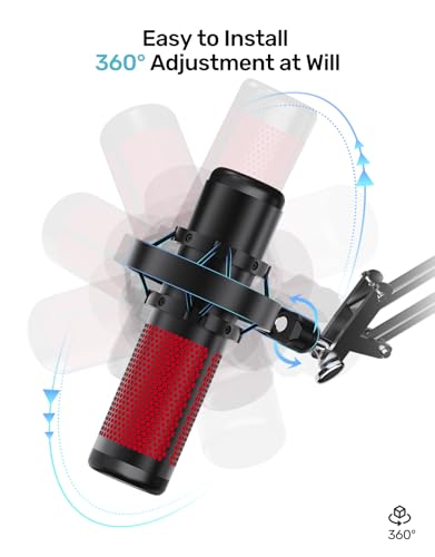[Custom Built for HeyperX Quadcast Shouck Mount ] Microphone Mount Stand Mic Mount Adapter with 5/8" 3/8" 1/4" Screw Adapter with Microphone Stand & Boom Arm - size: HyperX Quadcast Shock Mount