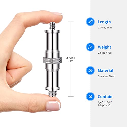 NEEWER Pack of 3 Standard 1/4 to 3/8 Inch Metal Converter Thread Adapter Spigot Stud for Studio Light Stand, Hotshoe/Coldshoe Adapter, Ball Head, Wireless Flash Receiver, Trigger - ST23 - style: ST23
