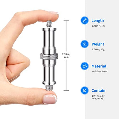 NEEWER Pack of 3 Standard 1/4 to 3/8 Inch Metal Converter Thread Adapter Spigot Stud for Studio Light Stand, Hotshoe/Coldshoe Adapter, Ball Head, Wireless Flash Receiver, Trigger - ST23 - style: ST23