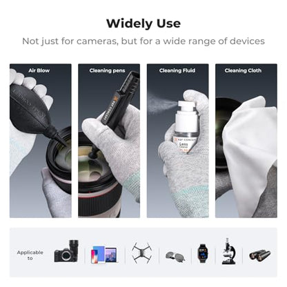 K&F Concept Professional Camera Cleaning Kit - Sensor Cleaner, APS-C & Full-Frame Swabs, Air Blower, Lens Brush, Gloves, Lens Cloths, Carry Case, Lens Cleaning Kit for FF DSLR & Mirrorless Cameras
