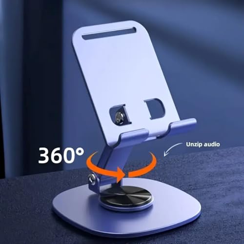360° Rotatable Aluminum Desktop Stand – Sturdy Metal Stand for Phone & Tablet, Ideal for Live Streaming & Hands-Free Viewing (Black) - color: Black