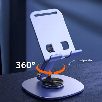 360° Rotatable Aluminum Desktop Stand – Sturdy Metal Stand for Phone & Tablet, Ideal for Live Streaming & Hands-Free Viewing (Black) - color: Black