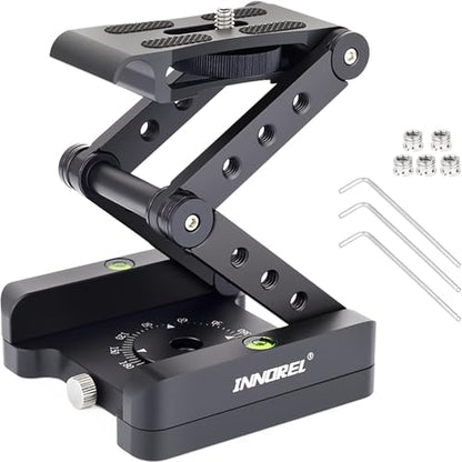 Z-Flex Tilt Tripod Head-INNOREL MH5 CNC Aluminum Alloy All Metal Flexible Folding Z Pan 360° Horizontal Rotation with 1/4" and 3/8" Screws, Max Load 6.61lb for Canon Nikon Sony DSRL Camcorder Slider - size: Only MH5
