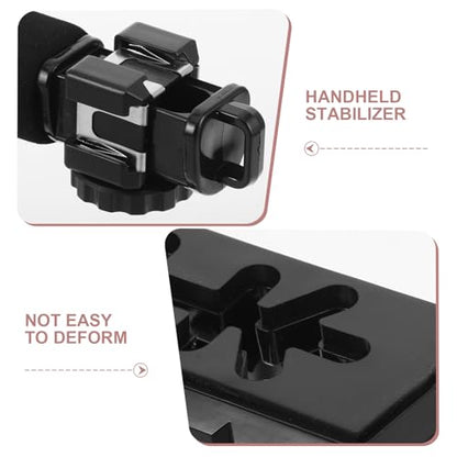 Camera Stabilizing Handle Grip with U-Shaped Cold Shoe Mount, Handheld Video Grip for Smartphones and Camcorders, Portable Stabilizer Kit with Phone Clamp and Adapter for Video