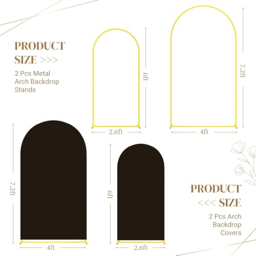 Toolterritary Metal Arch Backdrop Stand and Cover Set, 7.2FT, 6FT Party Backdrop, Easy to Assemble, Backdrop Stand for Parties, Birthday, Baby Showe - color: Black, size: 7.2ft, 6ft