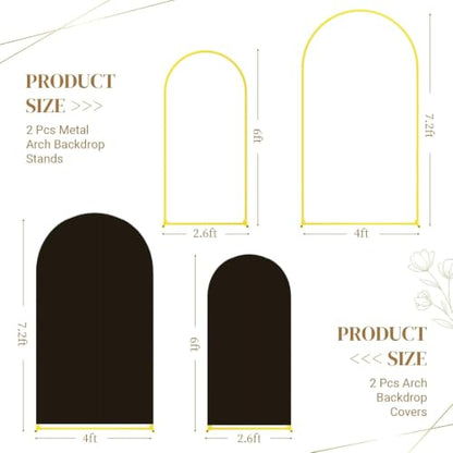 Toolterritary Metal Arch Backdrop Stand and Cover Set, 7.2FT, 6FT Party Backdrop, Easy to Assemble, Backdrop Stand for Parties, Birthday, Baby Showe - color: Black, size: 7.2ft, 6ft