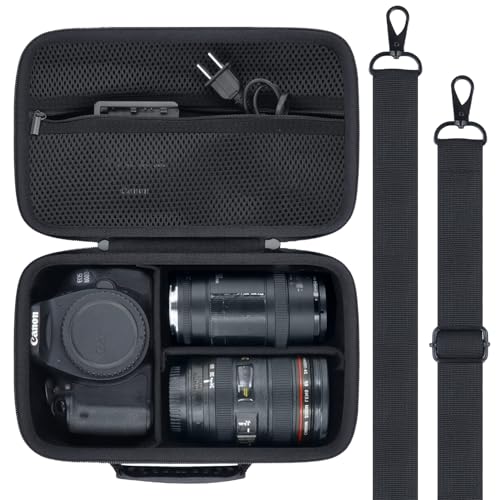 Camera Case Compatible with Canon EOS Rebel T7/T100/R50/R100/R5/R6 V//R6 Mark II DSLR Camera with 18-55mm Lens,Sony,Nikon DSLR Camera Protective Case with Shoulder Strap (Black Case) - color: Black Case