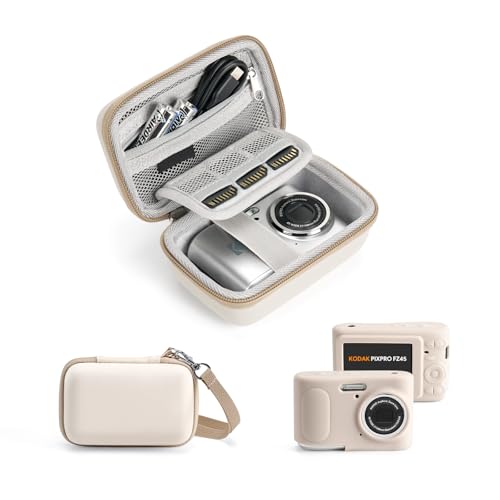 KODAK PIXPRO FZ45 Case Kit – Shockproof Hard Travel Case + Soft Silicone Cover, Organized Accessory Storage, Anti-Scratch Slim Fit, Lightweight Durable, Beige - color: Beige