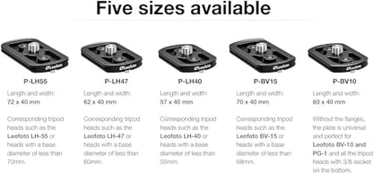 Leofoto P Series QR Base Plates, Quick Link Head Base, Anti-Twist Screws, Arca Compatible (P-LH55) - size: P-LH55