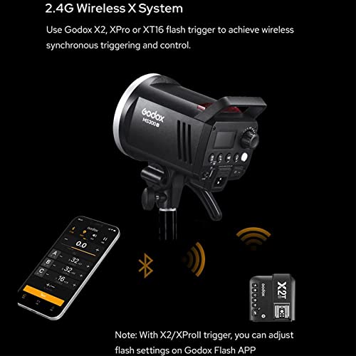 Godox MS300V 300W Studio Strobe Light Kit - 2.4G Bowens Mount With CF80 Quick Installation Softbox, Stainless Steel Stand, 5-in-1 Reflector for Photography Lighting