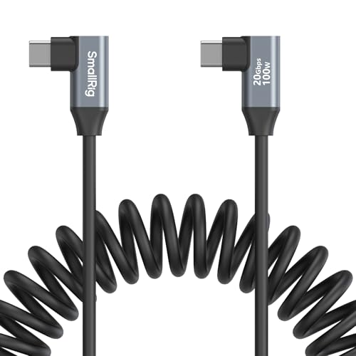 SMALLRIG USB C to USB C Coiled Data Cable (Angled to Angled), 90 Degree Type C Cable 20Gbps High Speed Data Transfer, Support PD 100W Fast Charging, for iPhone, Laptops and Cameras etc. - 4793 - size: 1.15FT-3.28FT, style: Angled to Angled Coiled