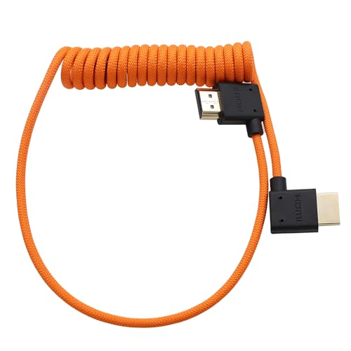 HDMI Cable 8K 4K 60p for Atomos Ninja V Shinobi Ultra, Canon Nikon Sony Lumix Fujifilm Blackmagic ZCAM Portkeys FEELWORLD Andycine Gorga SmallHD Gimbal, Right Left Angle, 50cm - size: Left to Right Angled