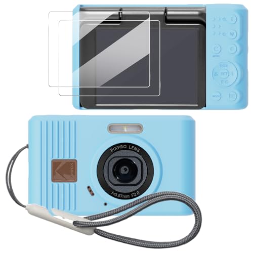 Case for Kodak PIXPRO C1 accessories,Soft Silicone Protective Case,Comes with 2 Screen Protectors and 1 Wrist Strap - Light blue - color: Light blue