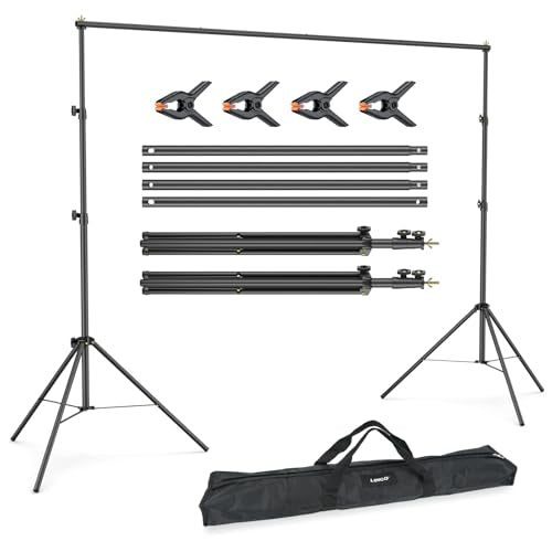 LINCO Lincostore Backdrop Support Stand Kit 10x6.5ft Adjustable Photography Studio Photo Background Support System with Carrying Bag for Green Screen Muslin, 4171 (10ft Wide 7ft high) - size: 10ft wide 7ft high