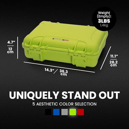 NANUK 910 Hard Case with Customizable Cubed Foam, IP67 Waterproof, Dustproof and Impact Resistant, 14.3” x 11.1” x 4.7”, Rugged Construction for Ultimate Protection, Made in Canada – Lime - color: Lime, style: Cubed Foam