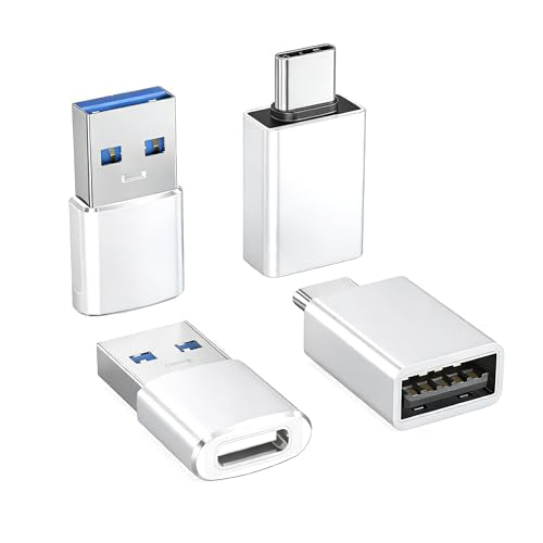 Basesailor USB to USB C Adapter with C Male to 3.0 Female Charger 4P,Thunderbolt 4 OTG Converter for MacBook,iWatch 9 10 11,iPhone 17 16 15 14 13 Plus Pro Max Mini,Galaxy S26 S25 S24 S23 S22,iPad Air - size: Adapter Combo Type, style: White