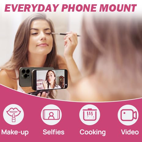 JOYTUTUS Shower Phone Holder, Reusable Suction Cup Phone Mount for Shower, Mirror, Kitchen, Window & Bathroom, Shower Phone Mount Compatible with iPhone 17, 16, 15, 14, 13 & All Phones,Pink,1 Pack - color: Pink