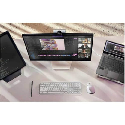 Logitech MX Brio Ultra HD 4K Collaboration, Streaming Webcam, 1080p at 60 FPS, Show Mode, Works with Microsoft Teams, Zoom, Google Meet, Nintendo Switch 2 New GameChat - Pale Gray | 4K at 30fps, Starvis Sensor, Dual Beamforming Mics, Show Mode, Privacy Sh