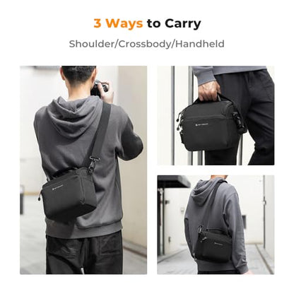 K&F CONCEPT Camera Sling Bag Small Crossbody Camera Case DSLR/SLR/Cute Compact Shoulder Photography Bags for Photographers - color: 01-Black