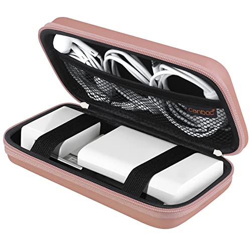 Canboc Carrying Travel Pouch MacBook Charger Case for MacBook Accessories, Charging Cords, Air Power Adapter, iPhone Charger, USB Cable Organizer for Earbuds, Battery Pack, USB Hub, Rose Gold - color: B-Rose Gold