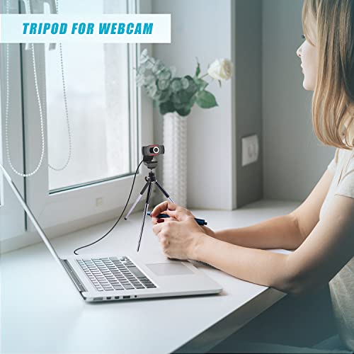 Mini Tripod for Webcam and Phone, 4-9 inch Metal Extendable Webcam Stand with Phone Holder, Tabletop Tripod - color: 4-9 inch Black