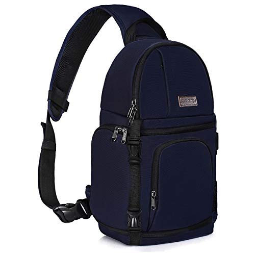 MOSISO Camera Sling Bag, DSLR/SLR/Mirrorless Camera Backpack Case Shockproof Photography Backpack with Tripod Holder & Removable Modular Inserts Compatible with Canon/Nikon/Sony/Fuji, Navy Blue - color: Navy Blue