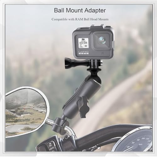 Ball Mount Adapter Compatible Gopro Hero Series/AKASO/SJCAM/DJI/OSMO/Action Camera, Compatible with RAM Ball Head Mounts, Rotating Ball Head Mount with Metal Screws