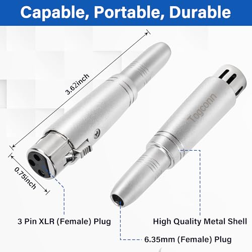 1/4" TRS to XLR Adapter 4 Pack - 6.35mm 1/4" TRS to XLR Female Connector - color: TRS 6.35mm Female to XLR Female, size: 4 Pack