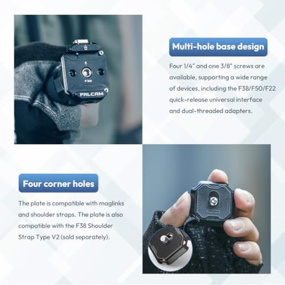 FALCAM F38 Quick Release Kit V2, Quick Release System, Base and Plate with 1/4" and 3/8" Screw Thread for Tripod, Monopod, Stabilizer, Slider - F38B3404 - size: F38 QR Kit V2