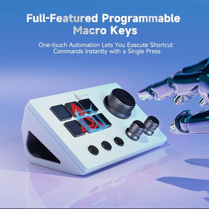 AJAZZ Macro Keypad Stream Controller Deck Gaming Streaming Shortcut Keyboard, 6 Programmable Keys Customizable Visual AI Pad USB Soundboard for YouTube, Desk Office Setup, Laptop, PC, Mac [Macintosh] - color: AKP03 White