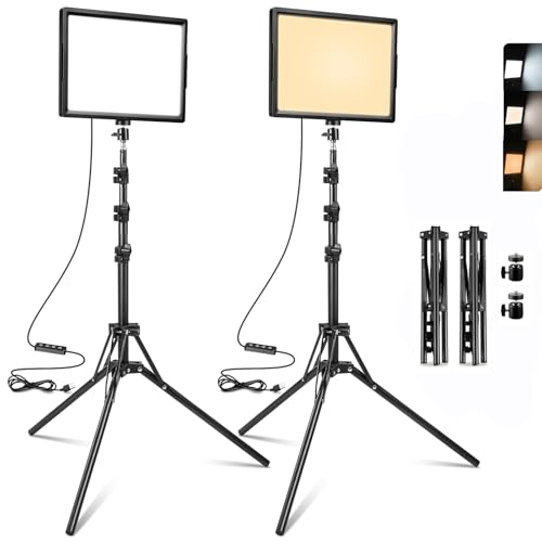 LED Photo Video Light 2-Pack, Bi-Color 2800-6500K Dimmable USB LED Continuous Light, 68" Photography Lighting Kit with Tripod Stand for Studios, YouTube TikTok Video Recording, Game Streaming - size: 12 inch