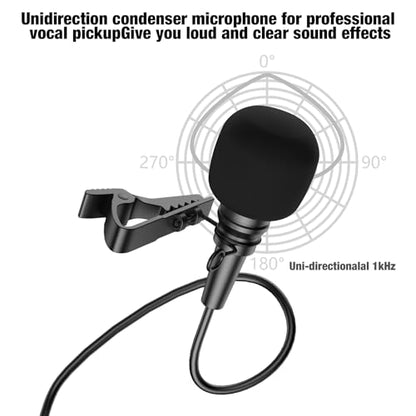 Professional Unidirectional Super Cardioid Lavalier Lapel Microphone - Compatible with Sennheiser Wireless Bodypack System (3.5mm Female Screw Plug)