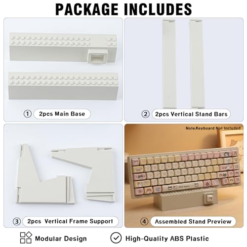 Hyekit Keyboard Display Stand | DIY Buildable ABS Mechanical Keyboard Storage Holder with 2 Replaceable Front Panels | Showcase for Building Bricks | Ideal Desk Setup Decor for Gamers and Enthusiasts