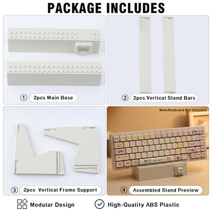 Hyekit Keyboard Display Stand | DIY Buildable ABS Mechanical Keyboard Storage Holder with 2 Replaceable Front Panels | Showcase for Building Bricks | Ideal Desk Setup Decor for Gamers and Enthusiasts