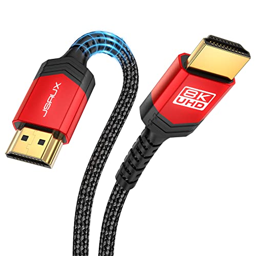 JSAUX Short HDMI Cables 3FT 2-Pack HDMI 2.1 48Gbps 10K 4K Ultra High Speed Cord (8K@60Hz 7680x4320, 4K@120Hz) eARC HDR10 HDCP 2.2 & 2.3 3D, Compatible with PS5/PS4/X-Box/Roku TV/HDTV/Blu-ray/LG - color: Red, size: 3.3ft