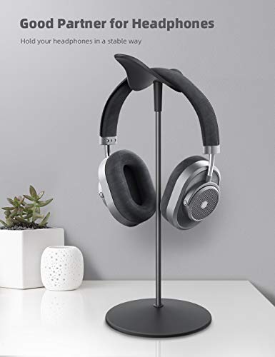 Lamicall Headphone Stand, Desktop Headset Holder - Desk Earphone Stand, for All Headsets Such as Airpods Max, HyperX Gaming Headphones, Beats, Senn heiser Music Headphones Gifts - color: Black