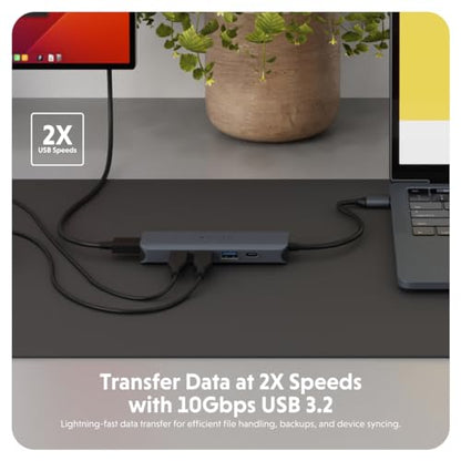 HyperDrive Next 6 Port USB Hub – USB C to HDMI 4K60Hz Display, 10Gbps Data Transfer, 100W Power Delivery Charging, 3X USB-A — Compatible w/MacBook Pro, MacBook Air, PC, and Chromebook - size: 6 Port USB-C Hub with 3x USB-A