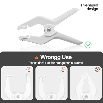 EMART 6 Pack Heavy Duty Spring Clamps, 4.5 inch Plastic Photo Booth Backdrop Clips Clamps for Backdrop Stand, Photography Studio, Photoshoot, Woodworking, Balloon Arch, Crafts, Pool Cover-White