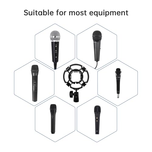 RTNLIT Desktop Mic Stand with Phone Holder, Adjustable Desk Microphone Stand with Pop Filter, Shock Mount, Mic Clip, 3/8" to 5/8" Screw Adapter for Blue Yeti Snowball Shure SM7B and Other Mics