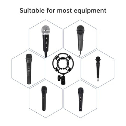RTNLIT Desktop Mic Stand with Phone Holder, Adjustable Desk Microphone Stand with Pop Filter, Shock Mount, Mic Clip, 3/8" to 5/8" Screw Adapter for Blue Yeti Snowball Shure SM7B and Other Mics