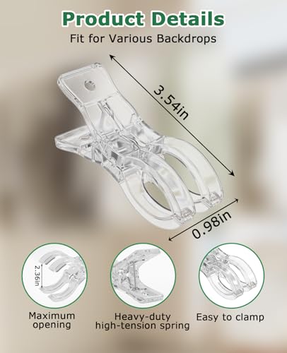 30PCS Large Balloon Arch Clips, 3.5 Inch Clear Heavy Duty Plastic Clip Spring Clamps for Balloon Garland Arch Backdrop Birthday Decoration Crafts Woodworking Photography Studios