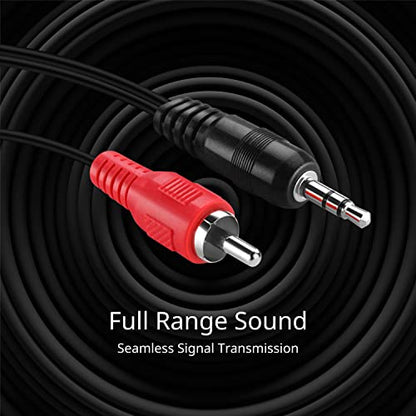 TNP RCA to Aux Cable (15 FT) - Male to Male 2 RCA to 3.5mm Adapter Connector Wire Cord - 2RCA Red and White Audio Cable to AUX Auxiliary Headphone Jack Plug Y Splitter Converter - size: 15FT