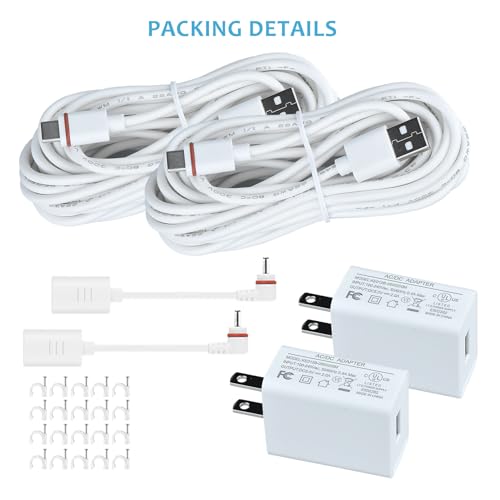 10Ft USB-C Power Cord with Adapter Compatible with Ring Pan-Tilt Mount/Ourdoor Cam Plus/Stick Up Cam Battery Pro/3rd Gen/2nd Gen/Plug-in, Spotlight Cam Battery Plus -2PACK - size: 2PACK