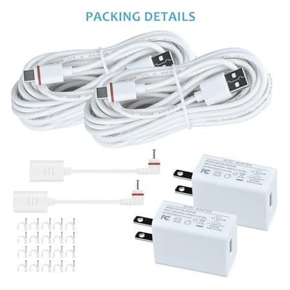 10Ft USB-C Power Cord with Adapter Compatible with Ring Pan-Tilt Mount/Ourdoor Cam Plus/Stick Up Cam Battery Pro/3rd Gen/2nd Gen/Plug-in, Spotlight Cam Battery Plus -2PACK - size: 2PACK