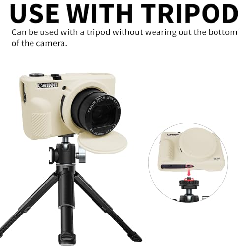 G7X Mark III Case, Protective Case for Canon Powershot G7X Mark III Digital Camera, Removable Lens Cover Silicone Sleeve Soft Camera Cover Rubber Protective Body Skin- Beige - color: Beige